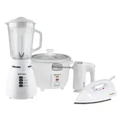 IMACO - Combo Plancha + Olla Arrocera 0.6lt + Batidora de mano + Licuadora Vidrio