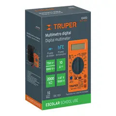 TRUPER - Multímetro Digital 1000V- Incluye Pilas 9V y Probador de Corriente 10400