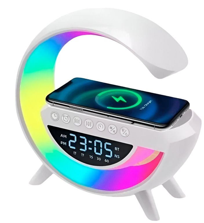 Parlante G Con Reloj Despertador Y Cargador RGB