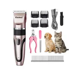 KEMEI - Cortador de Pelo de Mascotas Recargable Kit Completo -