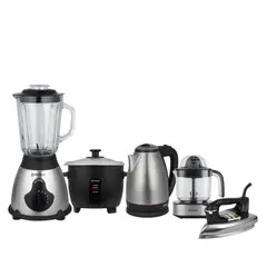 IMACO - Pentacombo Licuadora 1.5L + Olla arrocera 0.6 + Hervidor 1.8lts + Plancha seca pesada + Exprimidor de citricos