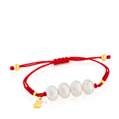 TOUS - PULSERA NUDOS PLATA BAÑO ORO PERLA