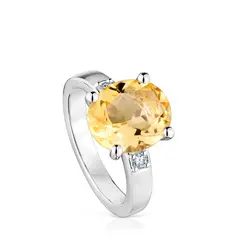 TOUS - Anillo de plata con diamante y citrino Basic Colors