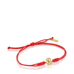 TOUS - PULSERA ORO 1ªLEY OSO 6.8MM NYLON ROJO