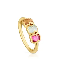 TOUS - Anillo Lio Lgd Con Baño De Oro 18 Kt Multigema