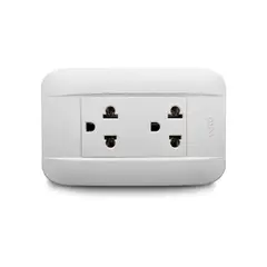 VETO - Tomacorriente Empotrar Doble con Salida a Tierra Plata Blanco