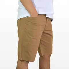 YONISTERS CLOTHING - Short Clásico Algodón Drill Hombre Marrón Camel Slim Fit Casual