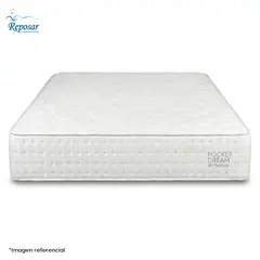 REPOSAR EL DESCANSO IDEAL - Colchón Pocket Dream 1.5 Plazas Blanco - 1 almohada en Regalo