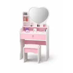 GENERICO - Tocador de Maquillaje Con Espejo y Taburete Para Dormitorio Rosado
