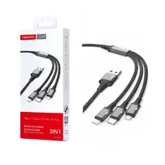 TRANYOO - Cable 3 En 1 Carga Rápida 65w Trenzado Metálico 1.2m