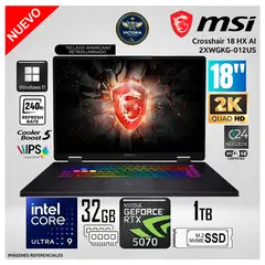 MSI - Laptop Crosshair 18 HX AI Intel Core Ultra 9 275HX 32GB RAM 1TB SSD RTX 5070-8GB 18" QHD 240Hz (2XWGKG-012US)