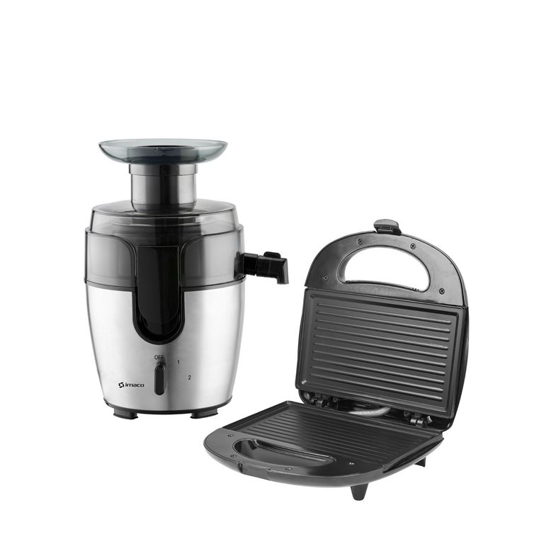 Combo extractor acero inox 600w + Sandwichera grill 700w ISG014A