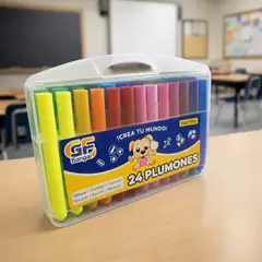 GENERICO - Set de Plumones 24 Colores GF Bangai con Estuche Plástico Portátil