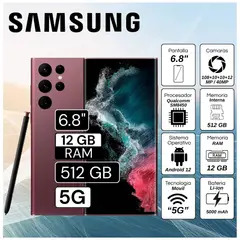 SAMSUNG - Celular Galaxy S22 Ultra 5G 6.8" Pulg. 12GB RAM 512GB Android 12 - Borgoña