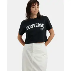 CONVERSE - Polo Mujer Retro Chuck Cropped Negro