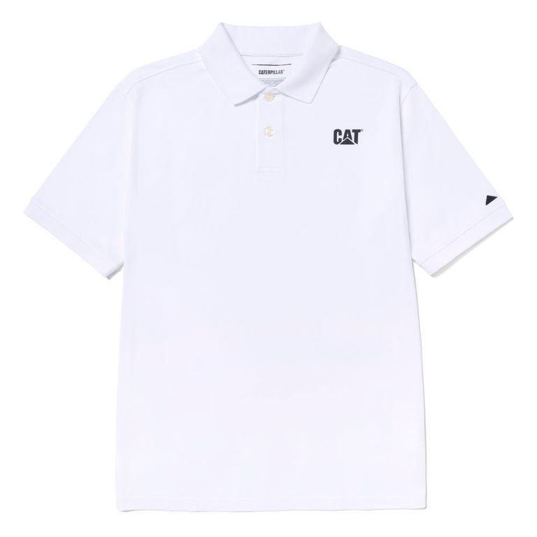Polo Hombre Cat Logo Jersey Blanco