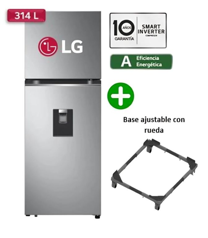 Refrigeradora GT31WPP 314L Door Cooling Top Mount Plateada + Base con rueda