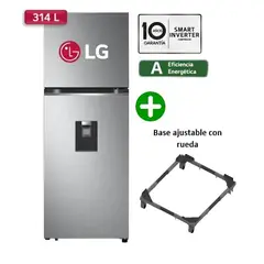 LG - Refrigeradora GT31WPP 314L Door Cooling Top Mount Plateada + Base con rueda