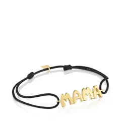 TOUS - Pulsera Mama De Nylon Negro 18Kt
