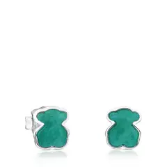 TOUS - PENDIENTES PLATA 1 LEY AMAZONITA 9MM GEM