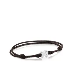 TOUS - PULSERA CORDON MARRON OSO ACERO