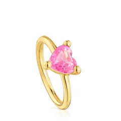 TOUS - Anillo con baño de oro 18 kt sobre plata y zafiro