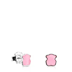 TOUS - PENDIENTES PLATA 1 LEY CUARZO ROSA