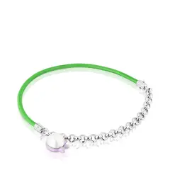 TOUS - PULSERA ACERO ESMALTADO PERLA GOMA ELAST