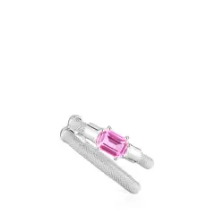TOUS - Earcuff Plata Zafiro Rosa Mesh