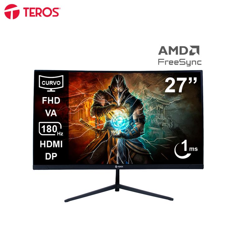 Monitor Curvo Gaming Teros Te-2787G 27 Fhd Va 180Hz 1Ms Hdmi Dp Audio Out Negro