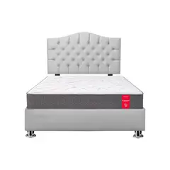 MUEBLES MACRUMO - Combo Cama tapizada Varsovia 15P+Colchon Majestic Paraíso+Almohada - Gris claro