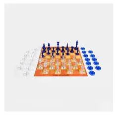 OTTOWARE - Juego de Ajedrez y Damas 2 en 1 de Cristal con Tablero de Cartón