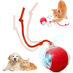 GENERICO - Pelota Mecanica Interactiva Movimiento Para Gato Perro Led Rojo