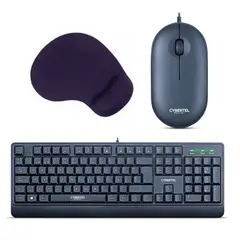 CYBERTEL - Kit Alámbrico 3 en1 Teclado+Mouse Mercury CYB T100 + Pad