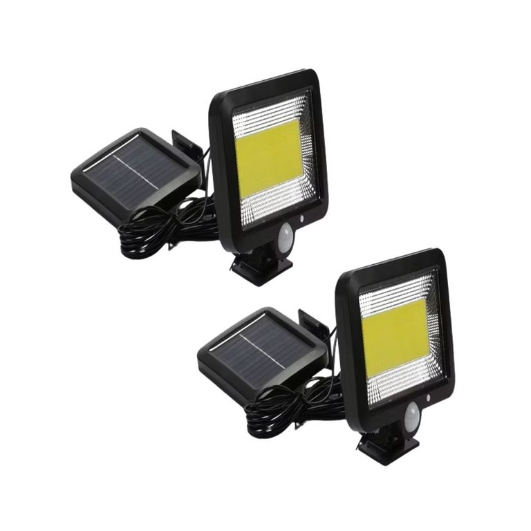 Pack X2 Reflectores Solares LED con Sensor de Movimiento Exterior IP65 + Panel Independiente