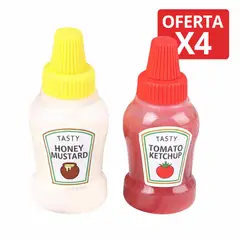 GENERICO - MINI RECIPIENTE ENVASE DISPENSADOR REUTILIZABLE DE CREMAS SALSAS LONCHERA COCINA