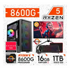 AMD - Computadora PC GAMER RYZEN 5 8600G RAM 16GB SSD 1TB MONITOR 24" FULL HD + KIT