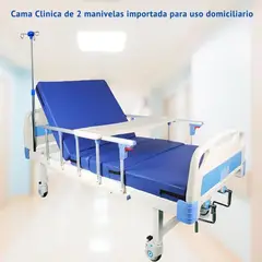 OEM - Cama Clínica Importada de 2 Manivelas con Mesa para Alimentos y Portasuero