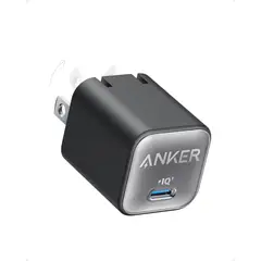 ANKER - Cargador 30W,Type C GaN, plegable carga rápido para iPhone 17...16 y más, Galaxy, iPad - NEGRO