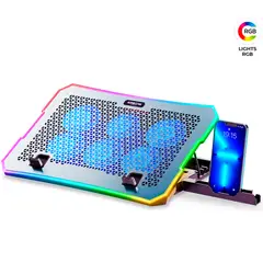 AIRBOOM - Cooler para Laptop 6 Ventiladores Silencioso Base Enfriadora RGB Ajustable hasta 17” USB
