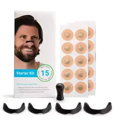 GENERICO - Kit Dilatador Nasal Mejora Respiratoria Iman X 15 UND Tiras Nasales NEGRO