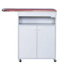 MUEBLES MACRUMO - Mueble Planchador movible de 110cm - Color Blanco - Armado