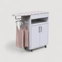 MUEBLES MACRUMO - MUEBLE PLANCHADOR MOVIBLE CON PORTACAMISAS BLANCO