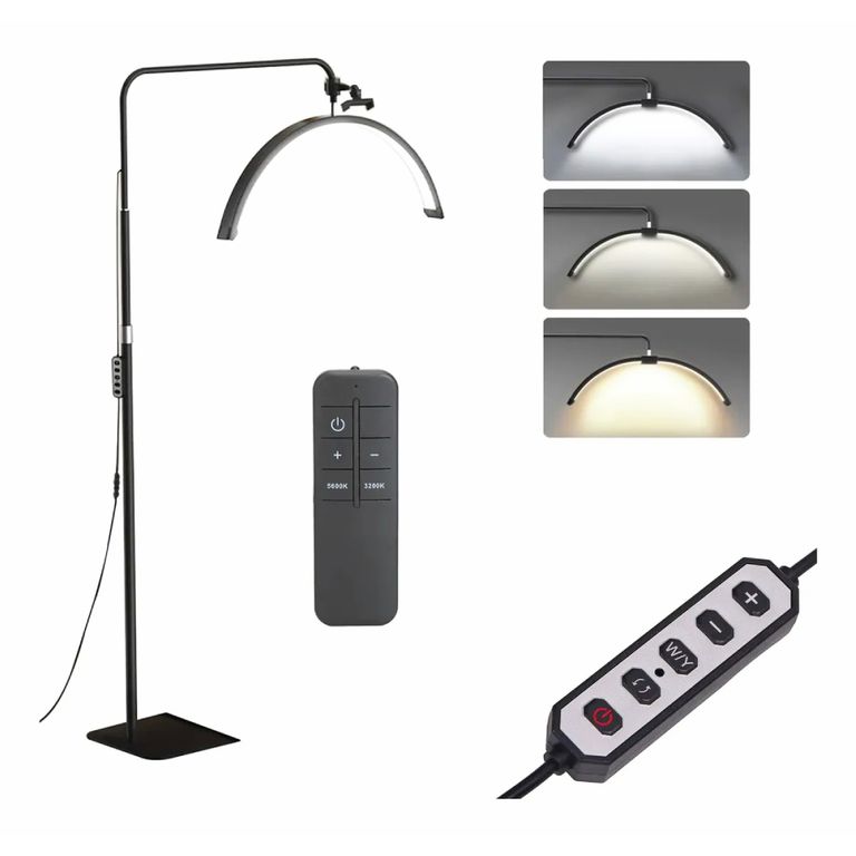 Lampara Led Media Luna Maquillaje Estética Pro Soporte Celular Control Remoto