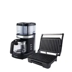 IMACO - Combo cafetera moledora de Café para 4tz +Mini grill panini 750w