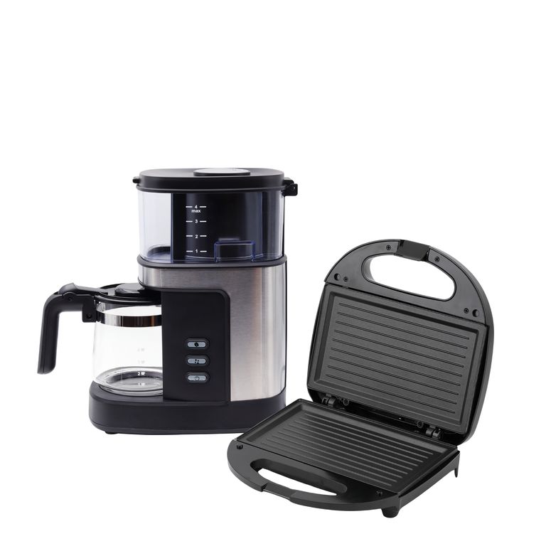 Combo cafetera moledora de Café para 4tz +Sandwich grill 02 Panes