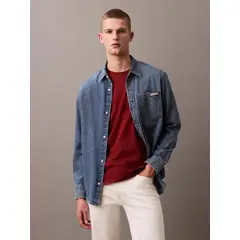 CALVIN KLEIN - Camisa de manga larga en denim indigo CK