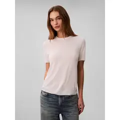 CALVIN KLEIN - Suéter de manga corta de punto ligero de viscosa CK