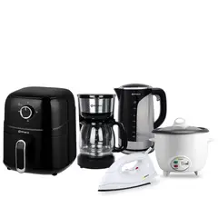 IMACO - Penta-combo Freidora + Cafetera + Hervidor + Olla + Plancha