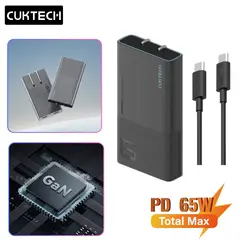 SEISA - Cargador CUKTECH Carga Rápido 65W Super SLIM + Cable Para iPhone, iPad, Samsung Honor Xiaomi
